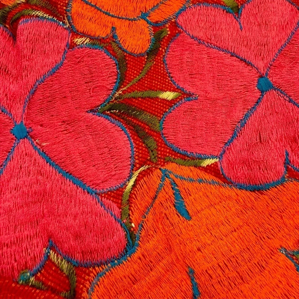 Mexican floral embroidered pillow cover